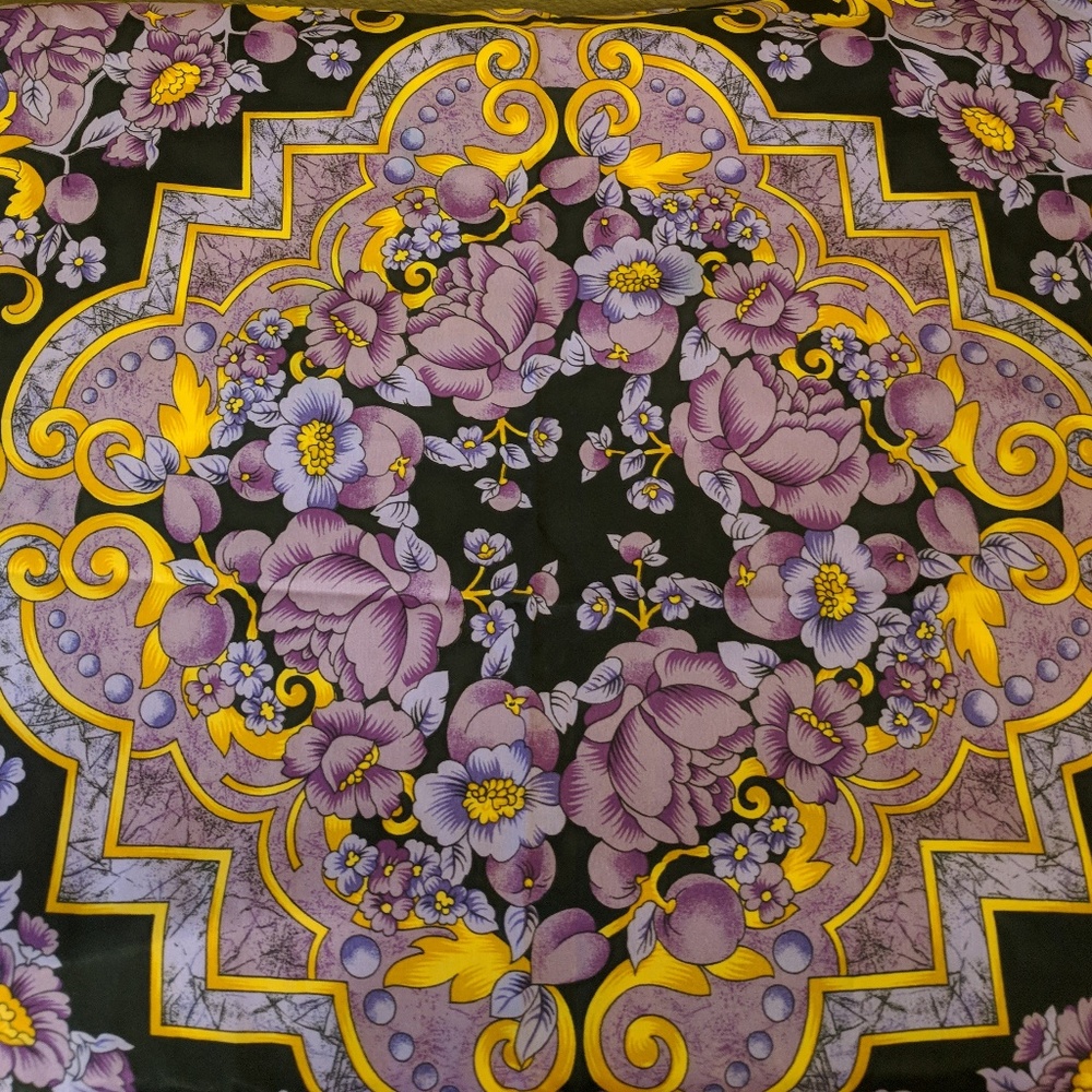 Gorgeous Purple Floral Square Scarf by Trovare